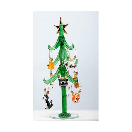 LS ARTS LS Arts Tree With 9 Wine Charm Ornaments, Cat - Green XM-1091